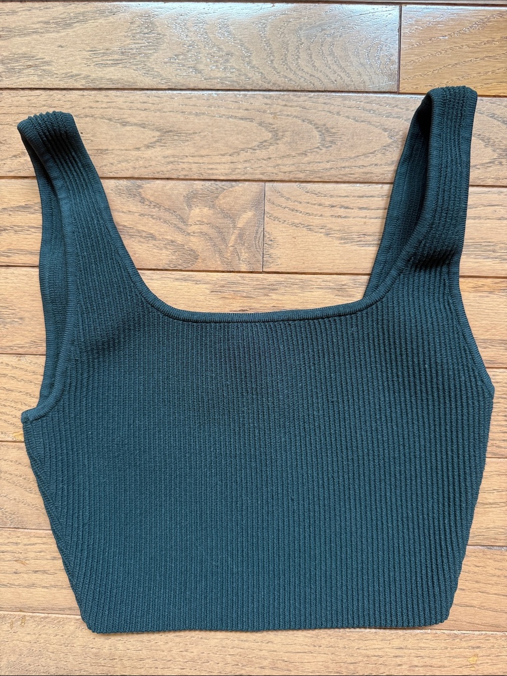Aritzia Dark Green Sculpt Knot Square-Neck Crop Tank